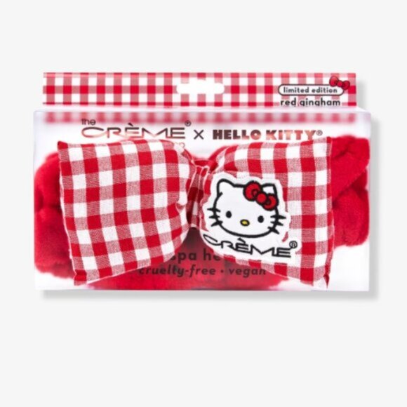 Hello Kitty x The Crème Plush Spa Teddy Headyband (Red Gingham) Limited Edition - Picture 1 of 7